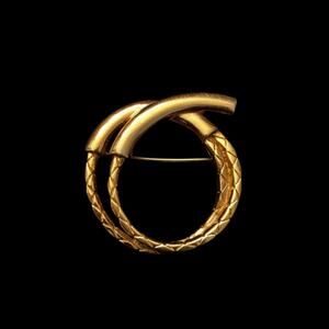 Vintage Gold Toned Braided Rope Lasso Brooch Pin